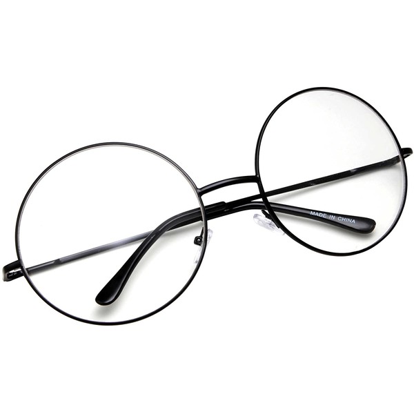 grinderPUNCH - Non-Prescription Round Circle Frame Clear Lens Glasses Small Black