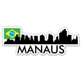 Squiddy Manaus Brazil City Skyline Country Flag - Vinyl Sticker - Large Size (12" Wide)
