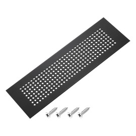 PATIKIL 14 x 3 Inch Door Air Vent Cover, Aluminum Grille Ventilation Cover Louvered Diamond Hole with Mounting Screws for Cabinet Wardrobe Door, Black