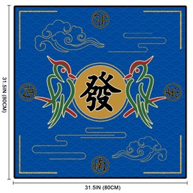 ALANGDUO Mahjong Mat Anti Slip Noise Reduction Table Cover for Mahjong Paigow Poker 31.5 x 31.5 Inches (Blue 2)