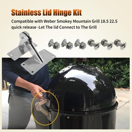 XQK Stainless Lid Hinge Kit Compatible with Weber Smokey Mountain Grill 18.5 22.5,Quick Release -Let The lid Connect to The Grill