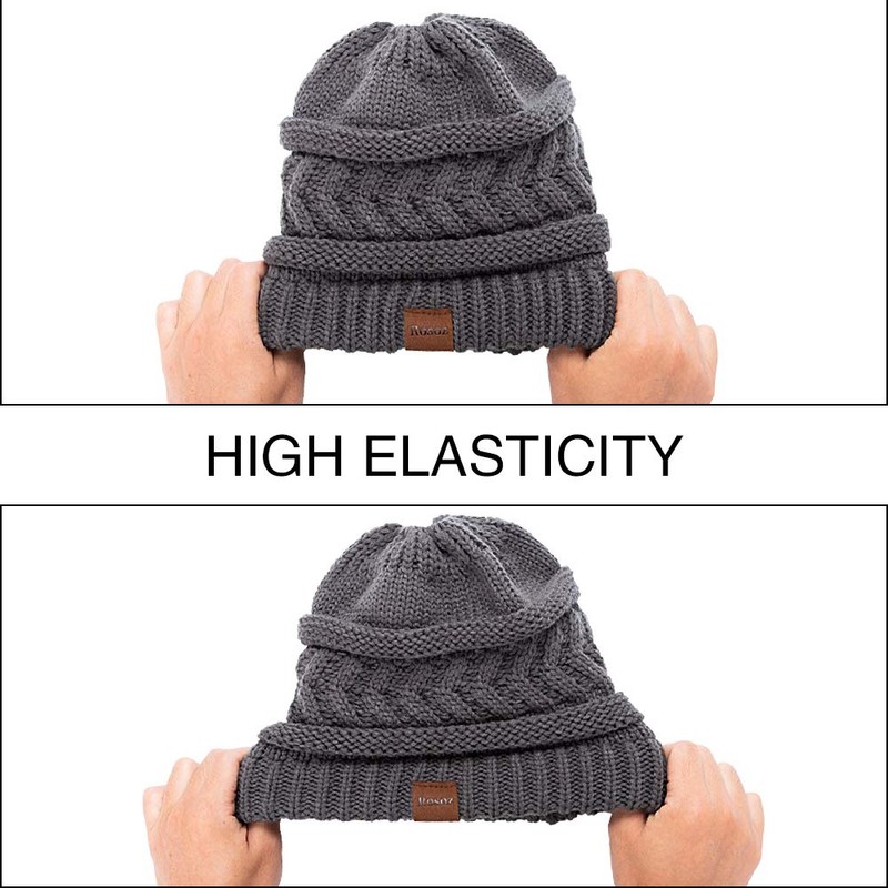 Rosoz 2 Pack Ponytail Beanie for Women,Winter Warm Beanie Tail