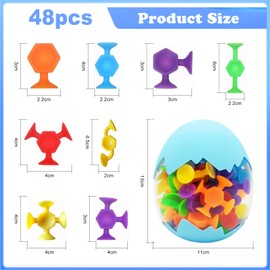 JurciCat 48 Stück Saugnapf Spielzeug Kinder Silikon Saugspielzeug Für Spielzeug Ab 3 Jahre Badewannen Spielzeug Reise Spielzeug Mit Aufbewahrungskiste Für Stressabbau Eltern-Kind Lnteraktives Spiel