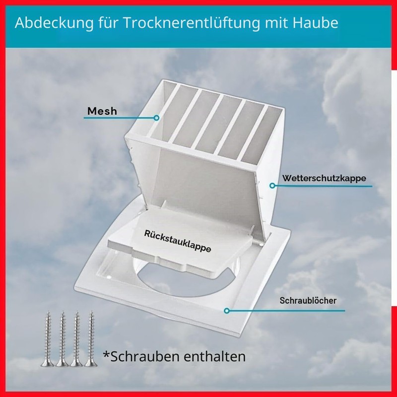 TURvent 100 mm Weather Protection Grille White - Plastic Exhaust