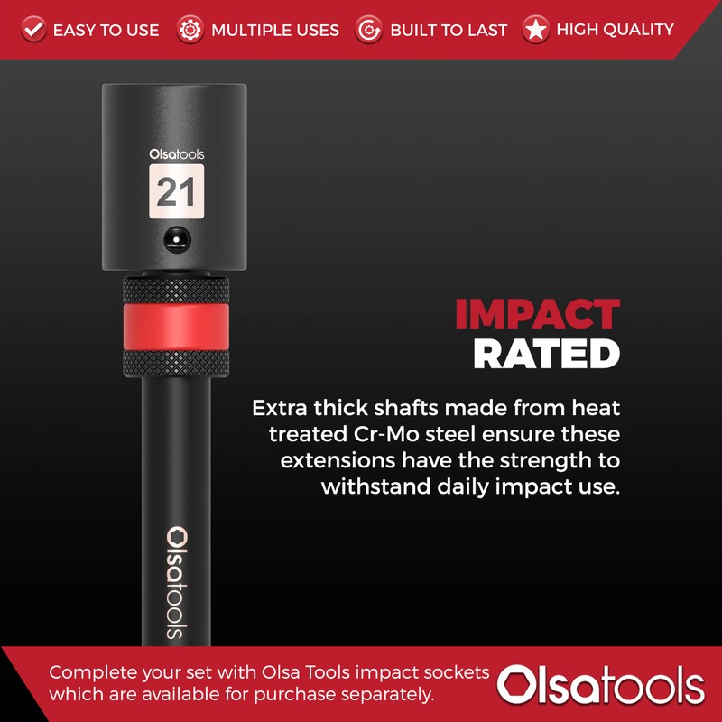 Olsa Tools Locking Impact Socket Bar | 1/2" Drive, 12"