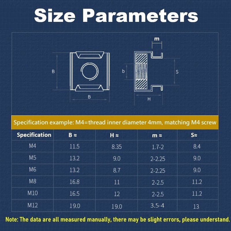 FEEIMOL Cage Nuts M5 Carbon Steel Galvanized Square Insert Nuts