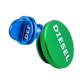 Wsays Magnetic Billet Aluminum Blue Diesel Exhaust Fluid Cap/DEF Cap & Green Fuel Cap Compatible with Dodge Ram Cummins EcoDiesel 1500/2500/3500/4500/5500 2013-2018 Pick-up Truck