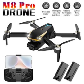 4K M8 Pro Outdoor Toy Drone - Fun with Optical Flow Obstacle Avoidance & Electronic Speed Controller. Complete with Accessories, Cameras. Bluetooth Rechargeable Wireless Foldable-springtok
