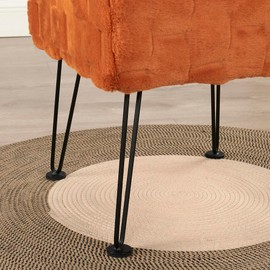 Home Soft Things Brick Faux Fur Stool,17"×17"×17",Burnt Orange, Sturdy Decoration Ottoman Stool for Makeup Foot Rest Bench for Living Room