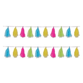 Beistle 59991CLGTY Tissue Tassel Garlands 2 Piece, 9.75" x 8', Multicolored