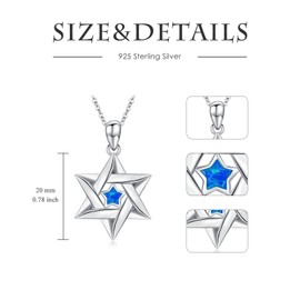 JBAERD Star of David Necklace for Women 925 Sterling Silver Jewish Star Pendant Necklace Opal David Star Jewelry Gifts