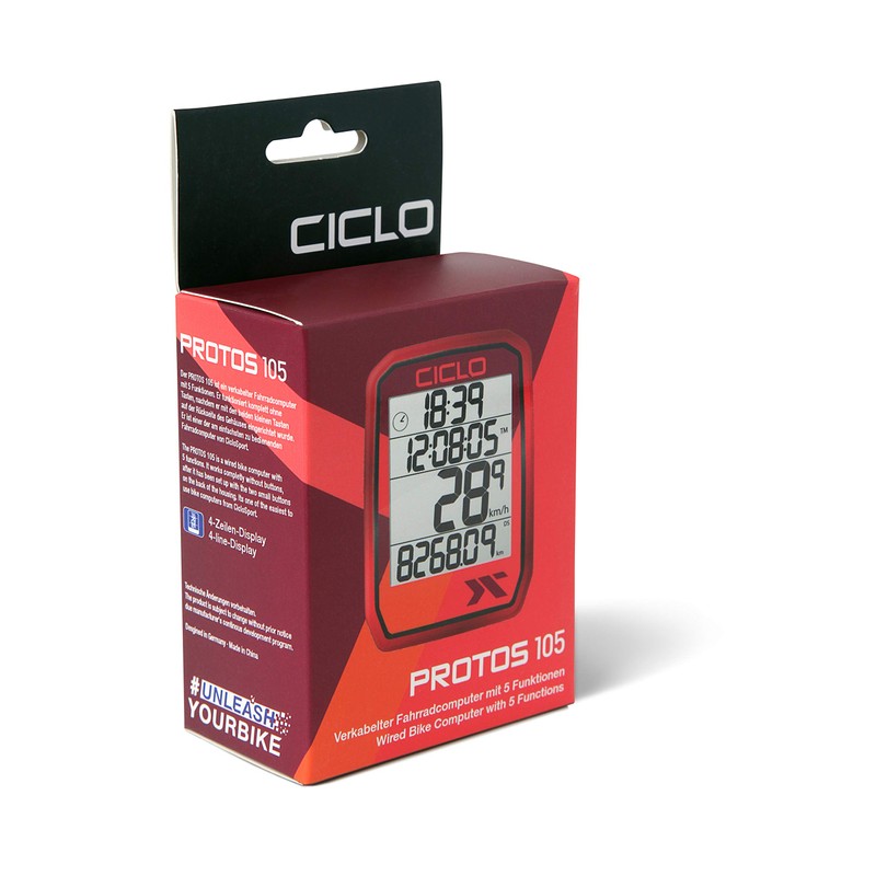Ciclosport Protos 105 Bicycle Computer Red One Size