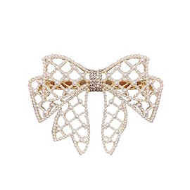 Avance Ribbon Pearl Hair Clip, Hair Accessory, Cute, Adult, Popular, Ribbon, Gold, Women's
