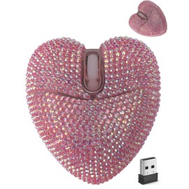 Wireless Bluetooth Mouse Cute Pink Love Heart Shinning Led Light Silent Portable Lightweight USB Optical Cordless Dual Mode Mice for PC Laptop Computer Tablet Mac MacBook Pro Kids Girls Women Gift