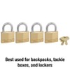Master Lock 140Q Solid Padlocks, 4 Pack, Keyed-Alike, Brass, Silver