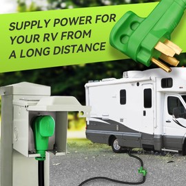 RVMATE 50 Amp 25 Feet RV/EV Extension Cord, Easy Plug in Handle, 14-50P to 14-50R with LED Indicator, ETL Listed, Come w/Storage Bag and Plastic Strap | RVMATE