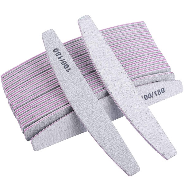 25 Pieces 100/180 Grits Nail Files and Buffers Professional Double Sided Emery Boards Manicure Tool for Acrylic Nails
