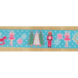 Unbranded 7/8"  (1 YD) Nutcracker Christmas Grosgrain Ribbon Ballerina Snowflakes Holiday