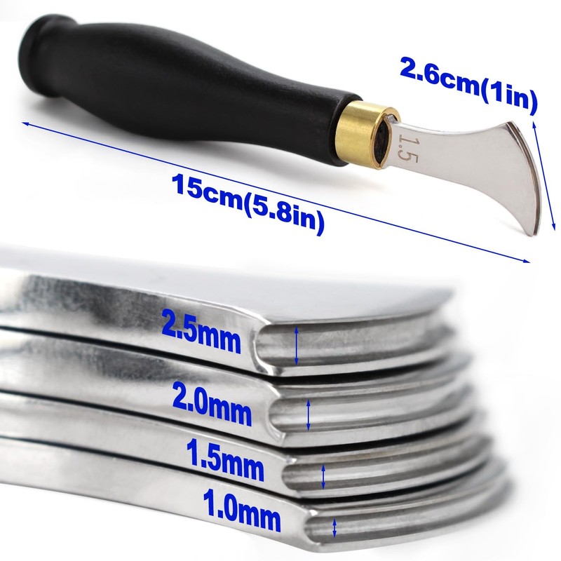 SiiRo 1.5mm Leather Edge Creaser, Stainless Steel Leather Edge Tool