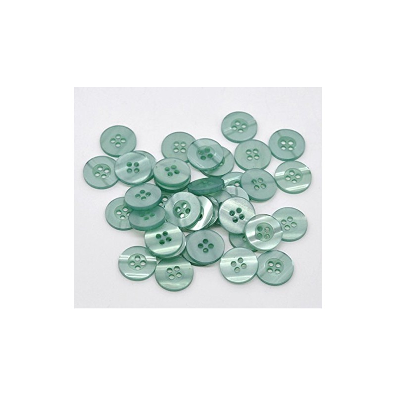 100 x Green Blue 15mm Resin Round Buttons with 4