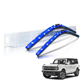 Clix Wipers For Ford Bronco (18"/18") Patriotic Stars Windshield Wiper Blades, All-Weather Replacement Wipers - Complete Front Set of 2, Includes Quick Connect Clips (2021-Current)