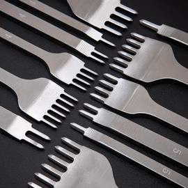 WUTA Leather Hole Punch Tool, Silver Leather Chisel Hole Punch Tool, Diamond Carbon Steel Punch Tool, Leather Tool Set for DIY Leather Craft (3 mm 1 + 2 + 4 + 6)