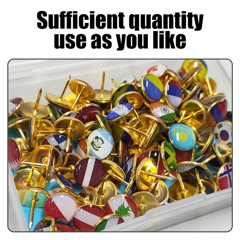 Pack of 100 Flag Pins, Country Flag Pins, Map Marking