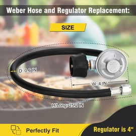 Feikeer - Kit de manguera y regulador Weber, adecuado para parrillas de gas Weber Genesis y Summit