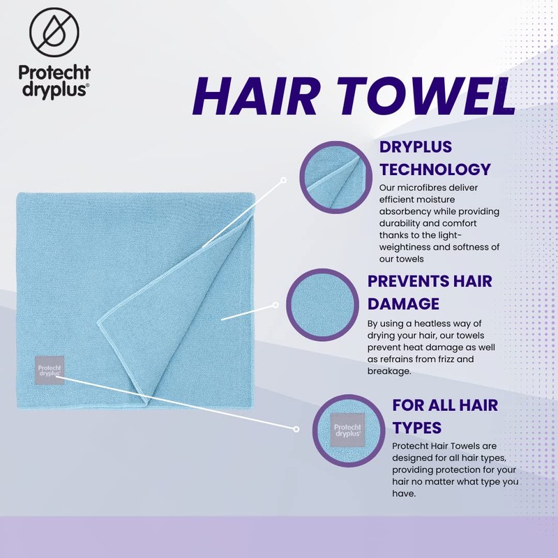 PROTECHT DRYPLUS Microfibre Hair Towel - Blue Fog