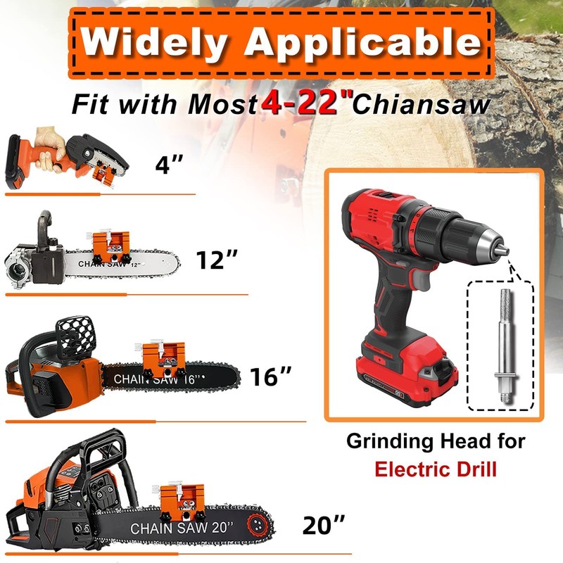 Chainsaw Sharpener, with 3PCS Carbide Cutter Portable Chain Saw Sharpener,