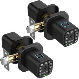 Richelock Fingerprint Door knob, Smart Biometric Door Lock with Keypad, Keyless Entry Code Door Knob, Waterproof & Weatherproof, Auto Lock,Voice Navigation, for Bedroom, Gate,Office