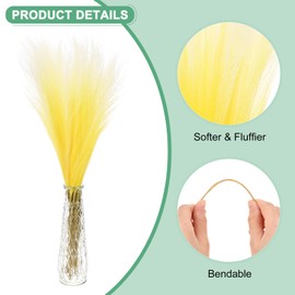 M METERXITY 20-Pack Faux Pampas Grass 21.7 Inch/55cm Small Fake Fluffy Pampas Grass Decor Pampas Grass Branches Vase Filler for Home/Wedding/Vase/Office/Party [Yellow Gradient]