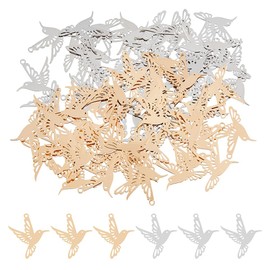 DICOSMETIC 80pcs 2 Colors Hummingbird Charms Flying Animal Charms Plating Brass Bird Charms for Jewelry Making Necklace Earring Accessories, Hole: 1.2mm, golden/platinum