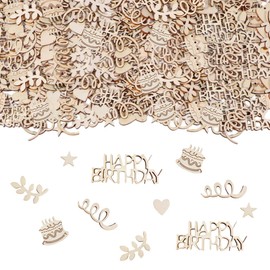 Anicy Wooden Happy Birthday Confetti - Pack of 150 Large Birthday Table Decoration, Rainbow Colours, Confetti for Birthday Table