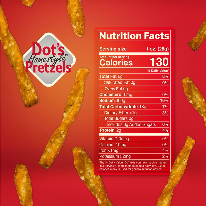 Dot's Homestyle Pretzels 5 Ounce Snack Size Individual Packs Seasoned