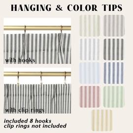 Bathroom Curtains Window,Small Rustic Farmhouse Linen Half Window Curtains for Kitchen 36 Long,Black and Cream Beige