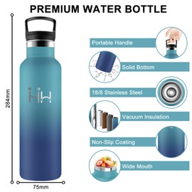 Stainless Steel Drinking Bottle, 0.75 Litres, BPA-Free, Drinking Bottle with Straw, Double-Walled Vacuum Insulated, Sports Water Bottle, Leak-Proof, for Hiking, Camping, Fitness