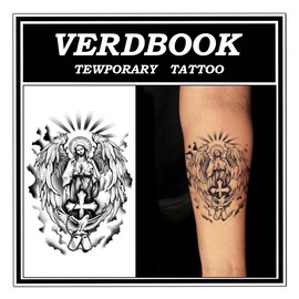 VERDBOOK Waterproof Temporary Tattoos: 2-Sheet Tattoo Kit with Realistic Body Stickers, Semi-Permanent Tattoos for Adults Lasting 7-15 Days – Safe for Men & Women, Holy Virgin Angel Pattern