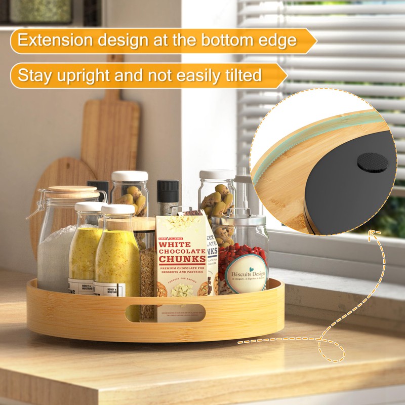 Lazy Susan Organizer Homerays 12 Inch Non-Skid Bamboo Lazy Susan
