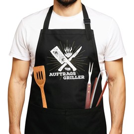 MoonWorks Men's BBQ Apron Grill King Apron for Men Crown, Application griller black