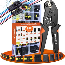 880Pcs 41 Sets Waterproof Automotive Electrical Connectors Electrical Wire Connectors Plug Kit 1/2/3/4/5/6 Pin Waterproof Connectors with Ratchet Crimping Tool for Car Truck Motorcycle Boat Marine
