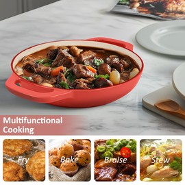 Enameled Cast Iron Dutch Oven with Lid – Non-Stick Bread Pot for Baking, Braising, and Stews – Heavy-Duty Ovenproof Casserole Cookware –5 Quart (Red, 5 QT)