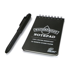 Polymath Products Waterproof Notepad & Pen Set – 100% water-resistant stone paper notebook and write-anywhere pen.