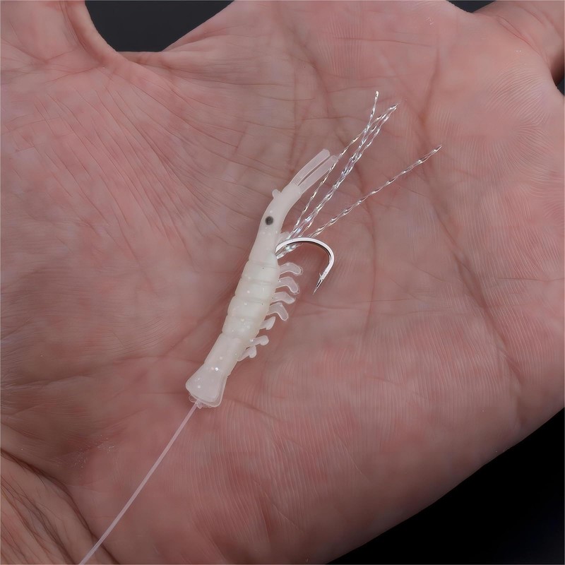 Conskyee Luminous Shrimp Baits Set, 6 Pack Soft Fishing Lure