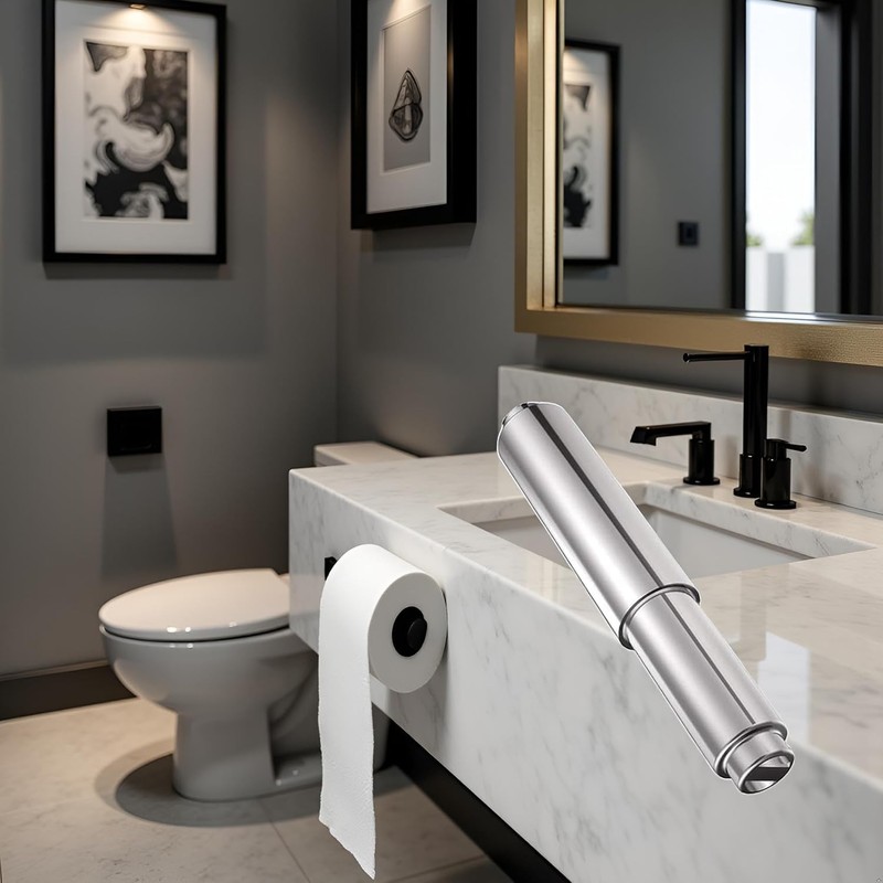 Stainless Steel Toilet Paper Holder - Spring Loaded Roller for