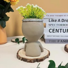 Face Planter Pots,Unique Face Flower Pot Head Planter for Indoor Outdoor Plants with Drainage Hole Love Style for Valentine's Day, Mothers Day and Anniversary Birthday Gifts(Light-Brown)