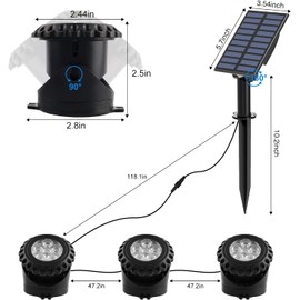 NATPOW Solar Pond Lighting, RGB Underwater Pond Light, Landscape Light, Pond Lights, Diving Spotlight with IP68 Waterproof, Colour Changing Garden Lighting for Garden, Patio, Tree (3 in 1)
