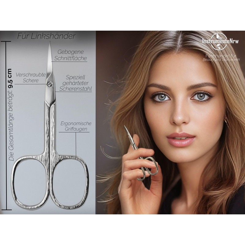 Solingen Erbe Left-Handed Nail Scissors with Curved Blade