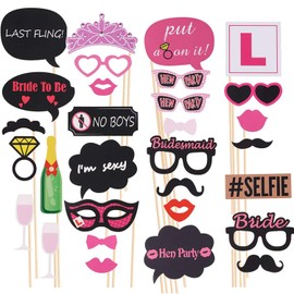 WedDecor 30Pcs Hen Party Photo Booth Props Bachelorette Party Assorted Style for Bridal Shower, Selfie Props Photography, Hen Night Party Favors, Girls Night Out Party Supplies Accessories