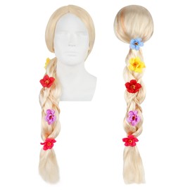 Foreverup Children's Blonde Wig, Princess Wig Braid, Rapunzel Costume Wig for Children with Artificial for Fairy Tales, Carnival, Theme Party (Gold, 85 cm)